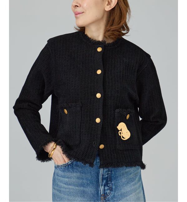 VERMEIL par iena「TWEED KNITジャケット カーディガン」|カーディガン|ブラック
