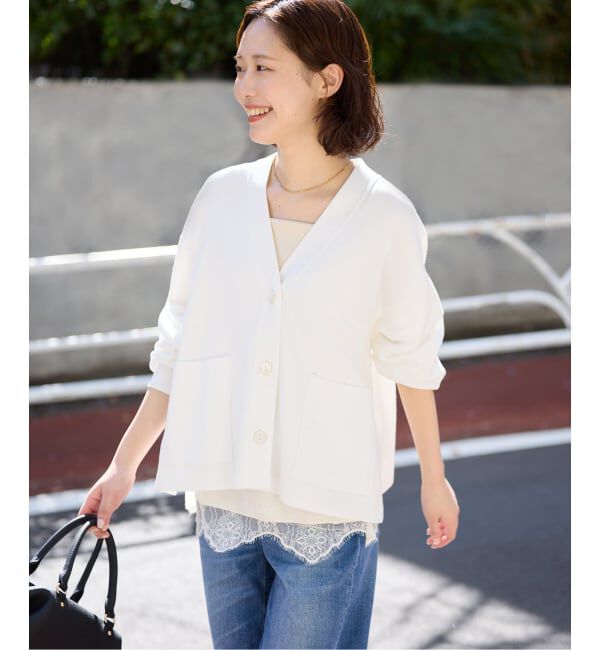 SLOBE IENA「《WEB・一部店舗限定/追加》スムースニットカーディガン」|カーディガン|ホワイト