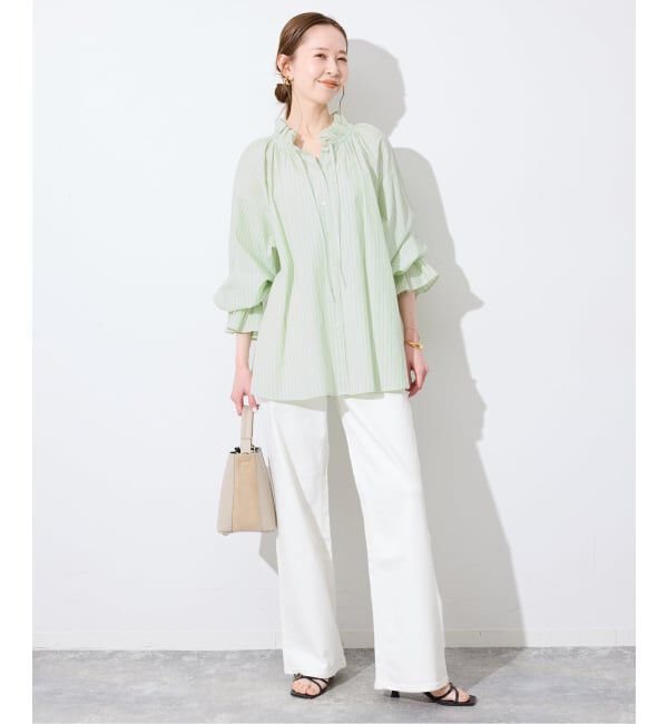 SLOBE IENA「《追加》タイプライターフリルブラウス」|シャツ・ブラウス|