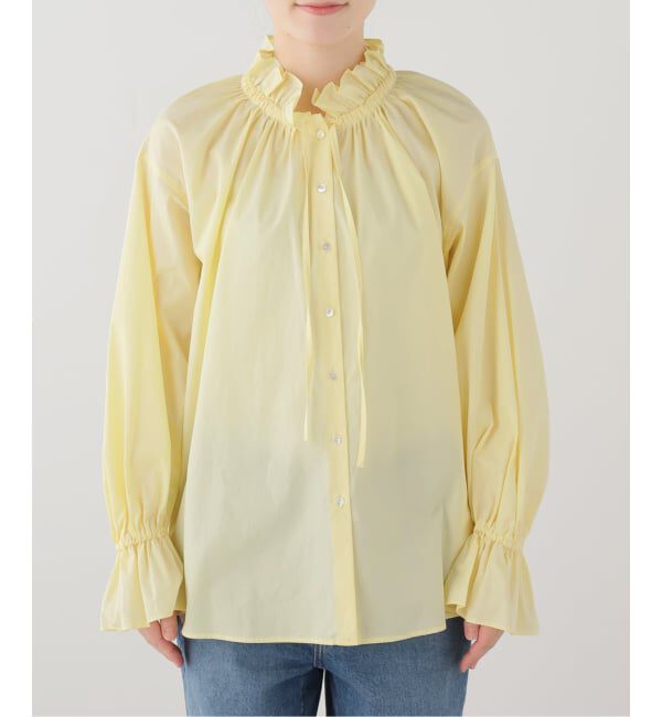 SLOBE IENA「《追加》タイプライターフリルブラウス」|シャツ・ブラウス|イエロー
