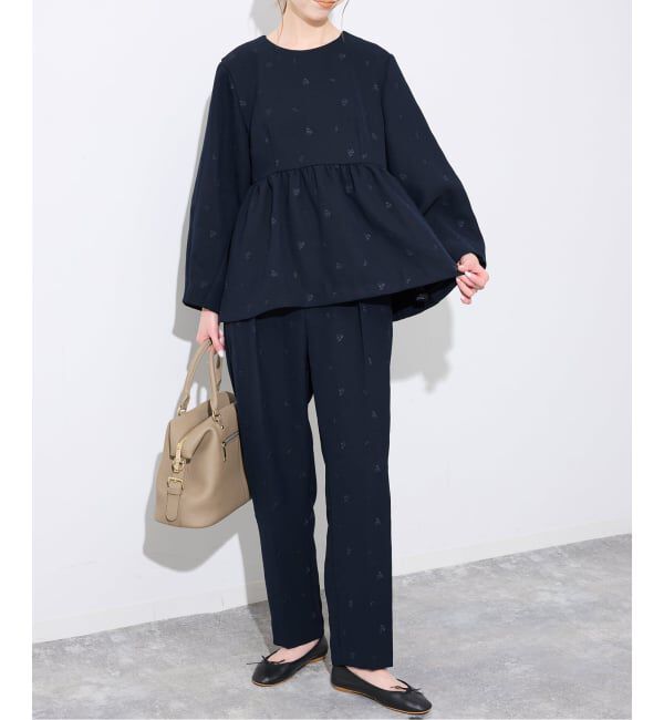 SLOBE IENA「フラワー刺繍セットアップ」|その他|ネイビー