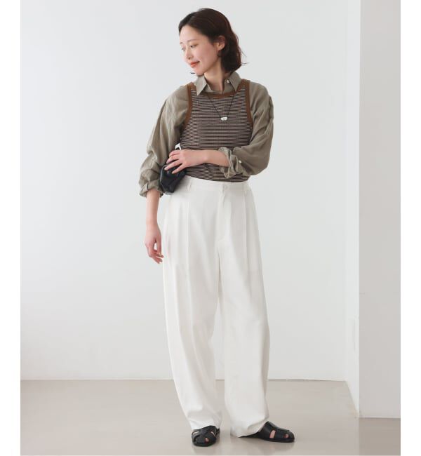 SLOBE IENA「《3サイズ展開》ワンタックバレルスラックス」|スラックス|