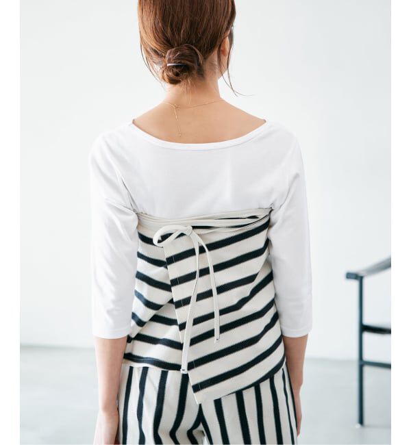 IENA「《追加2》ATON/エイトン 別注 SUVIN FRAISE ボートネック Tシャツ」|Tシャツ・カットソー|