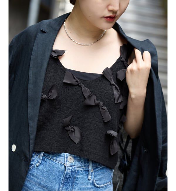 IENA「bowタンクニット」|ニット・セーター|ブラック