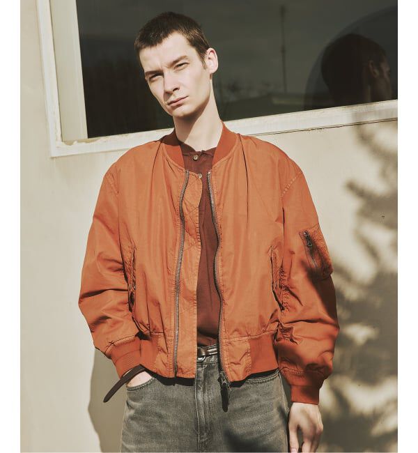 JOURNAL STANDARD「オーバー フィット ライト ボンバー ガーメントダイ ブルゾン」|ブルゾン・スタジャン|オレンジ