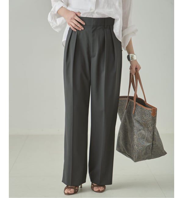 journal standard L'essage「《セットアップ可》POPLIN ダブルタックパンツ」|スラックス|グレー