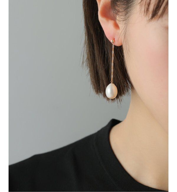 Lilas by Spick&Span「バロックパール10mmチェーンピアス K10（両耳）」|ピアス|