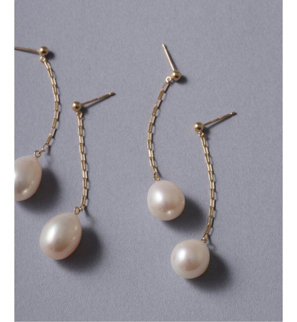 Lilas by Spick&Span「バロックパール10mmチェーンピアス K10（両耳）」|ピアス|