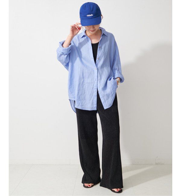 Spick and Span「《ゆったりサイズ》追加 80リネンカシュクール ビッグシャツ」|シャツ・ブラウス|