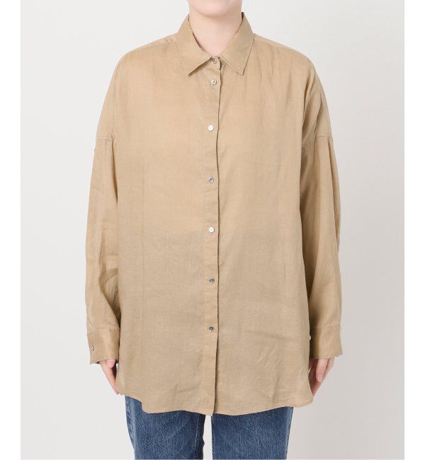 Spick and Span「《ゆったりサイズ》追加 80リネンカシュクール ビッグシャツ」|シャツ・ブラウス|