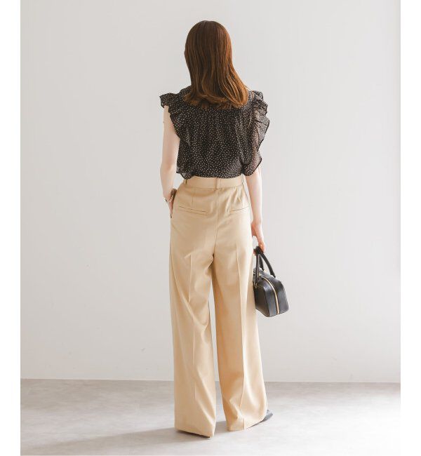 NOBLE「《追加4》【洗える】シャーリングフリルノースリブラウス」|シャツ・ブラウス|