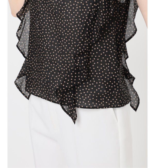 NOBLE「《追加4》【洗える】シャーリングフリルノースリブラウス」|シャツ・ブラウス|