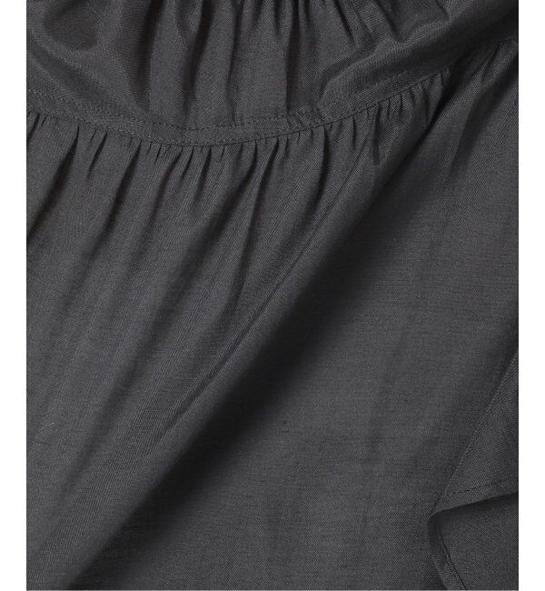 NOBLE「《追加4》【洗える】シャーリングフリルノースリブラウス」|シャツ・ブラウス|