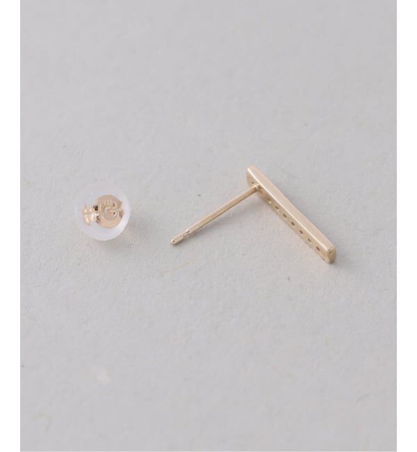 Lilas by Spick&Span「ボックスブラックダイヤ12mmバーピアス K10（両耳）」|ピアス|