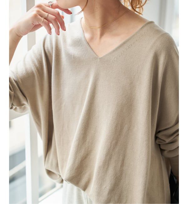 Spick and Span「《新色有り / 追加》コットンバルキーヤーンルーズVネックプルオーバー」|ニット・セーター|