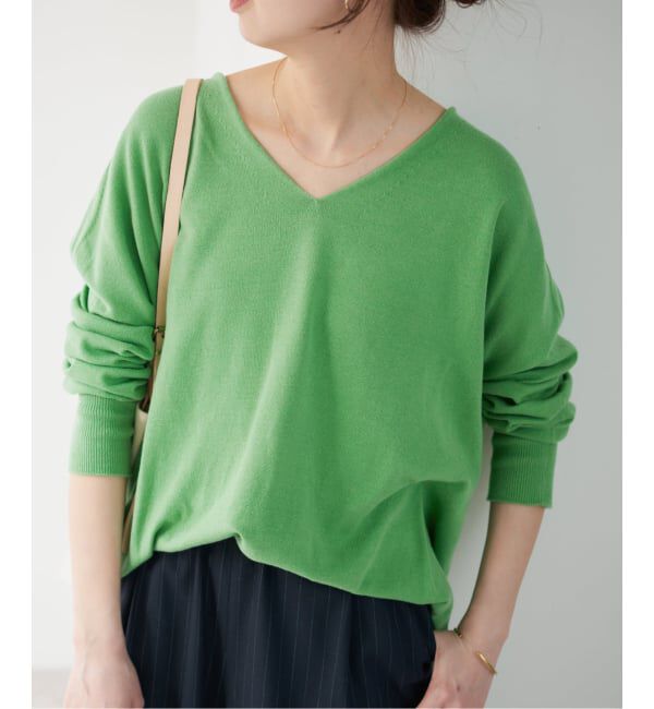 Spick and Span「《新色有り / 追加》コットンバルキーヤーンルーズVネックプルオーバー」|ニット・セーター|