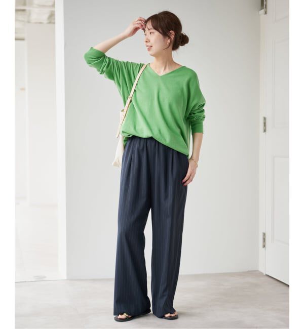 Spick and Span「《新色有り / 追加》コットンバルキーヤーンルーズVネックプルオーバー」|ニット・セーター|