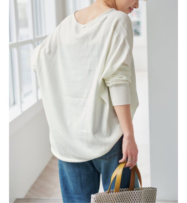 Spick and Span「《新色有り / 追加》コットンバルキーヤーンルーズVネックプルオーバー」|ニット・セーター|