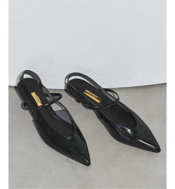 GRISE「GRISE4cmポインテッドUカットストラップスリングバック」|パンプス|ブラック