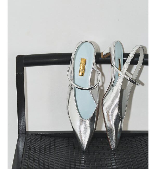 GRISE「GRISE4cmポインテッドUカットストラップスリングバック」|パンプス|シルバー