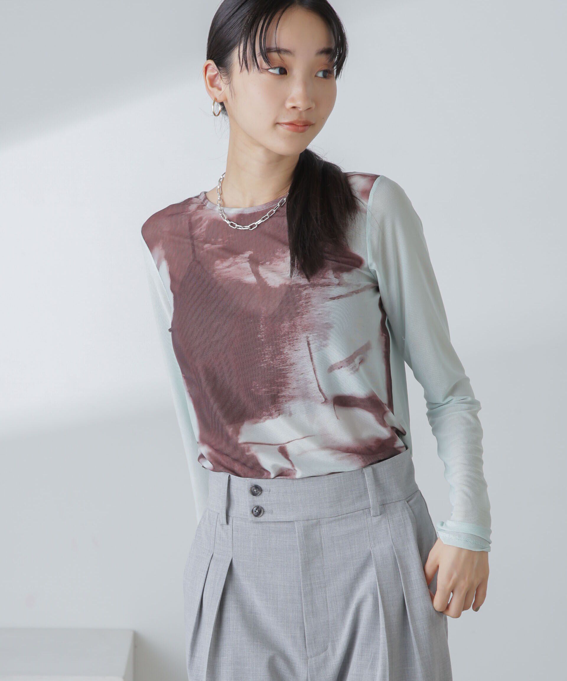 nano･universe「ストレッチチュール 前後2wayシアートップス」|シャツ・ブラウス|