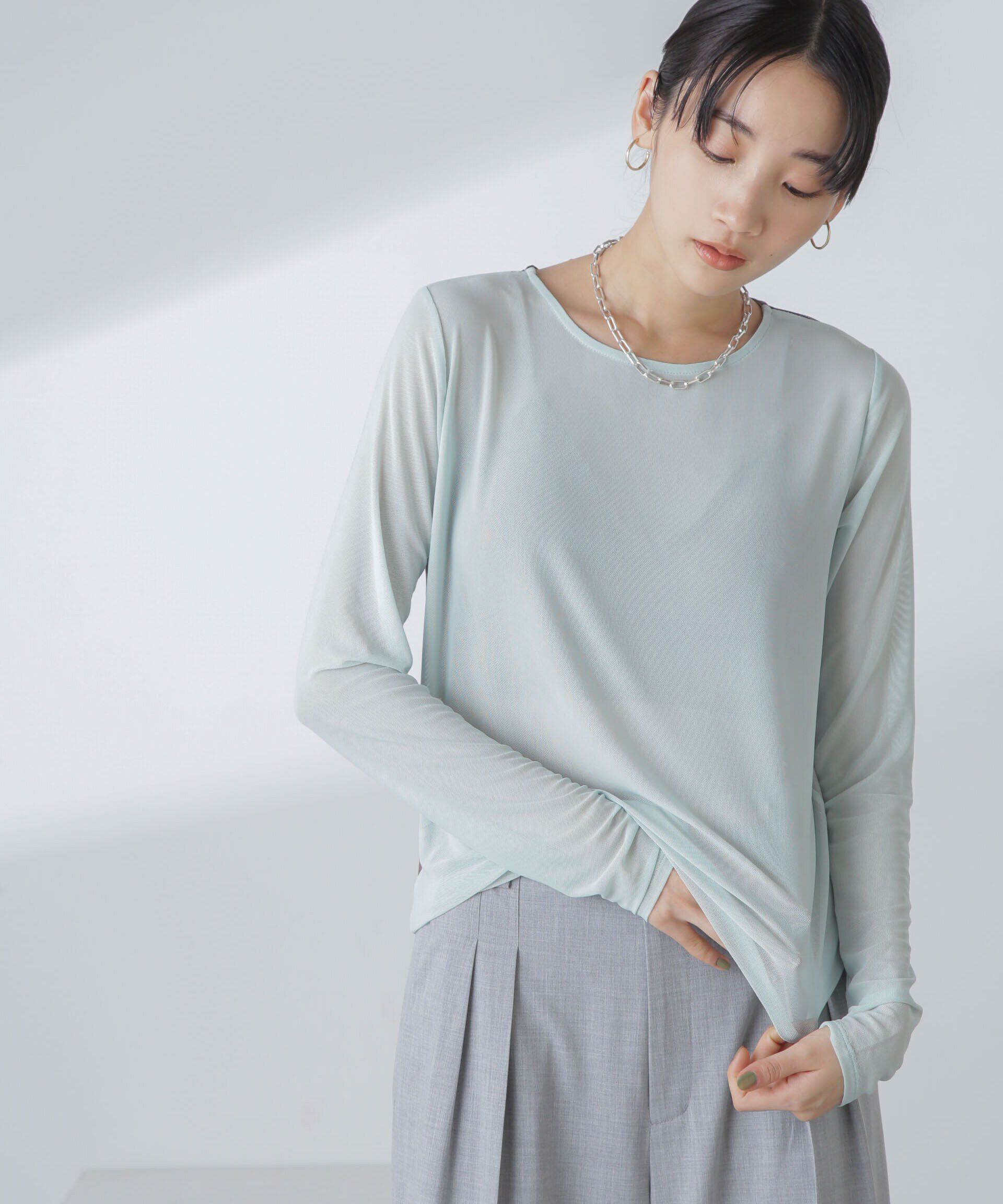 nano･universe「ストレッチチュール 前後2wayシアートップス」|シャツ・ブラウス|