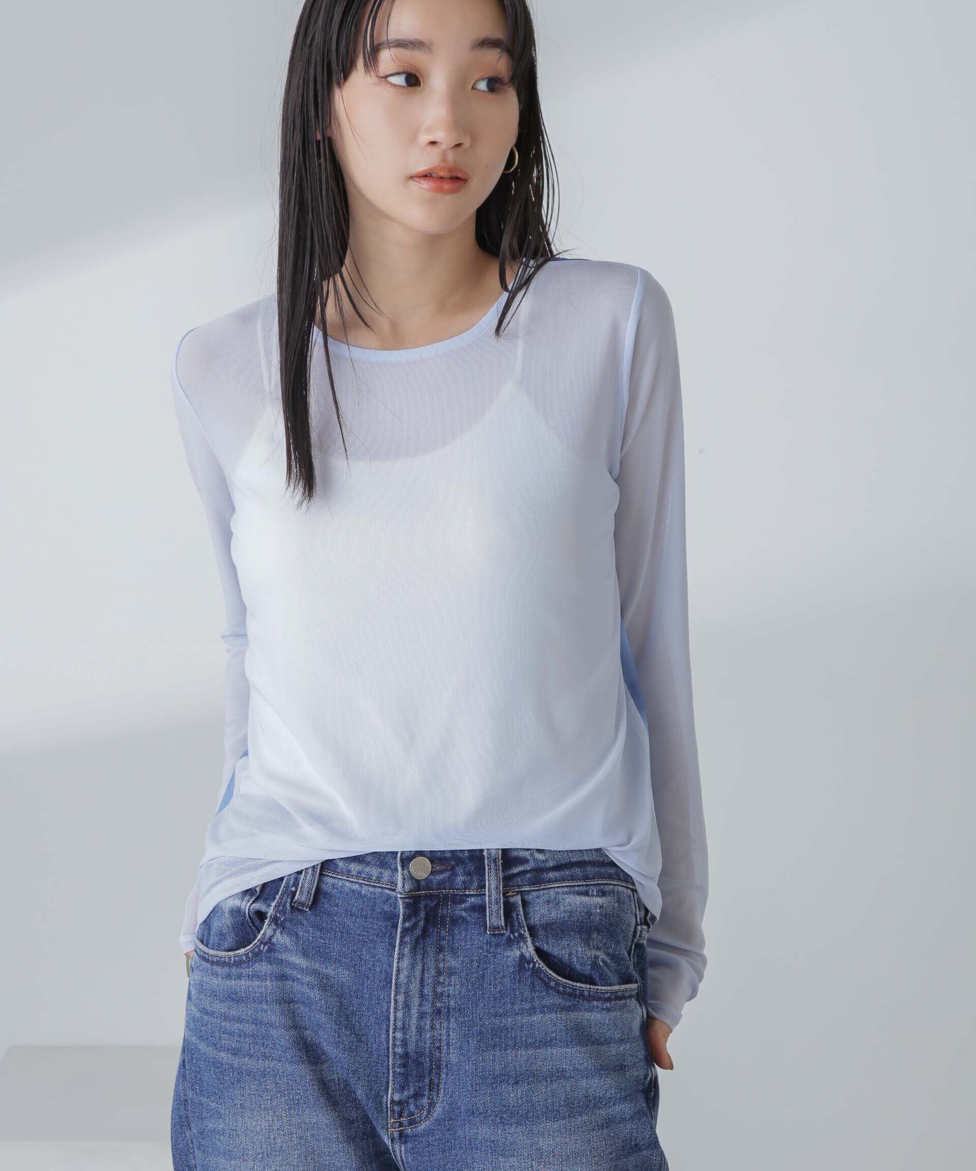 nano･universe「ストレッチチュール 前後2wayシアートップス」|シャツ・ブラウス|