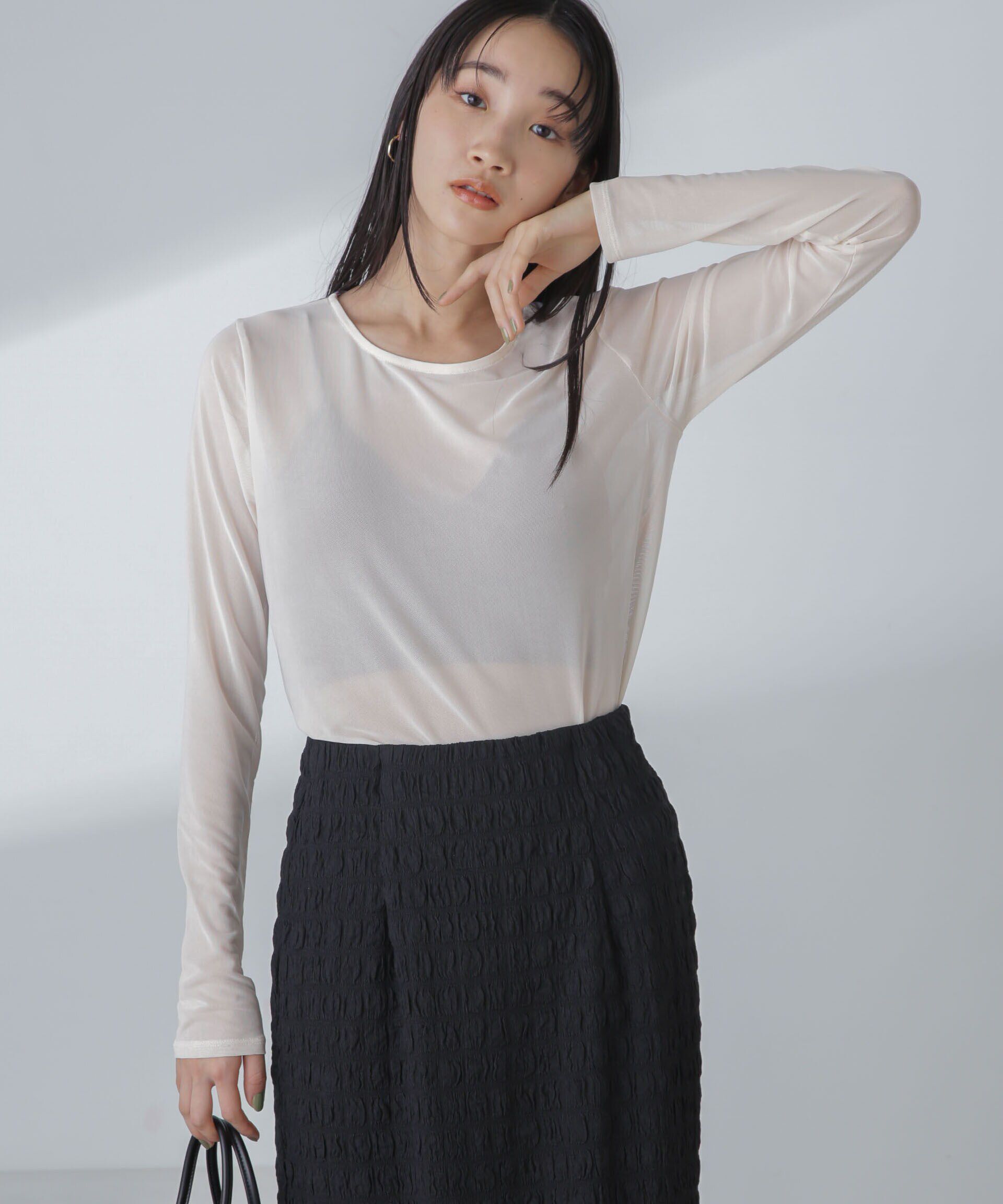 nano･universe「ストレッチチュール 前後2wayシアートップス」|シャツ・ブラウス|