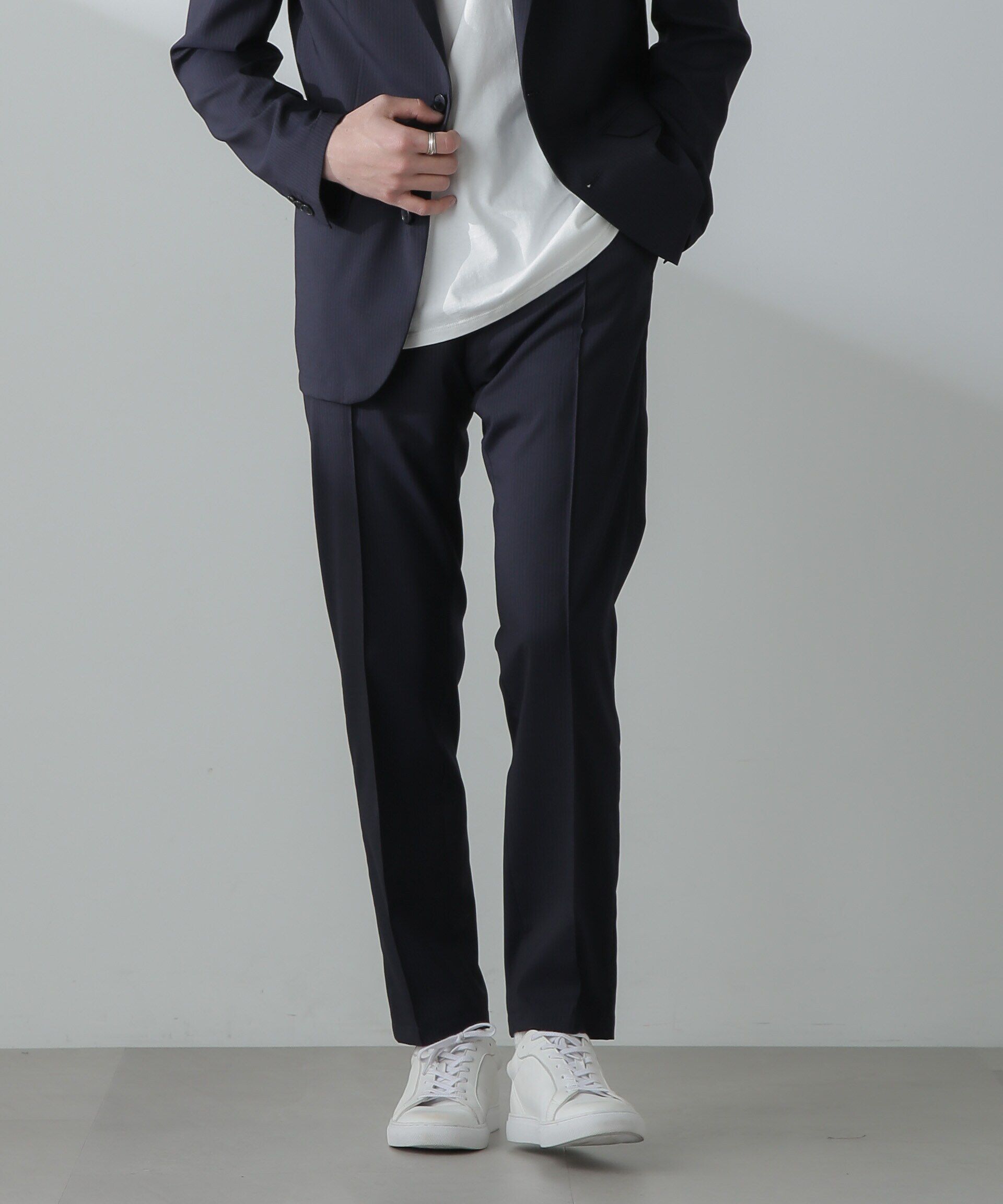 nano･universe「「N TROUSERS」サマーウールTWストライプパンツ(セットアップ可)」|スーツ|D.ネイビー1