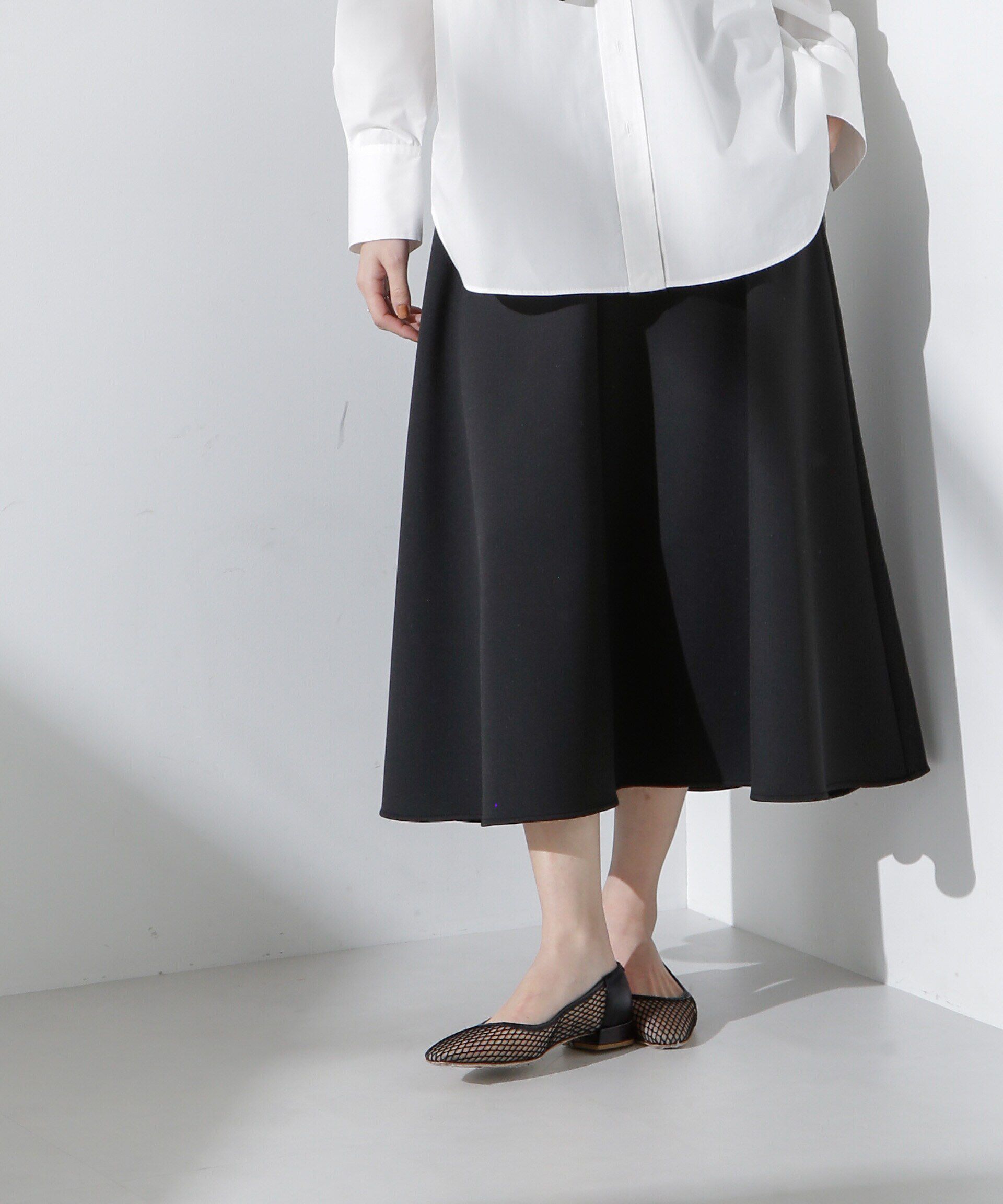 nano･universe「ダンボールサーキュラースカート」|スカート|ブラック