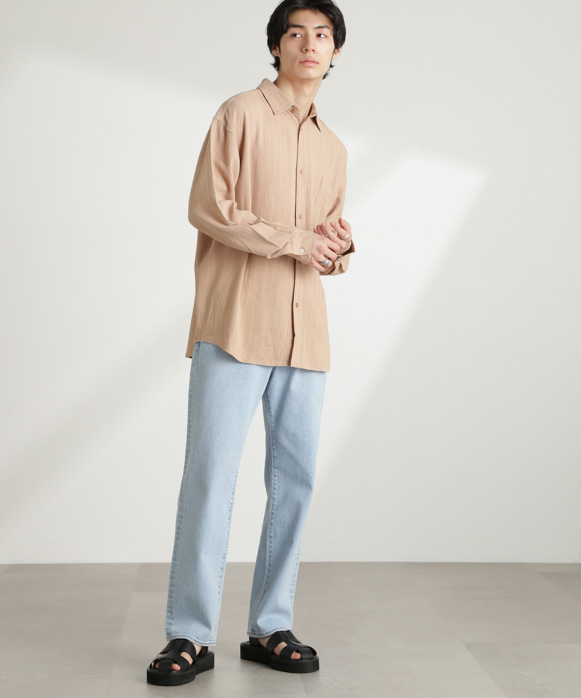 nano･universe「WEB限定/ピンストライプレギュラーカラーシャツ 長袖」|シャツ・ブラウス|