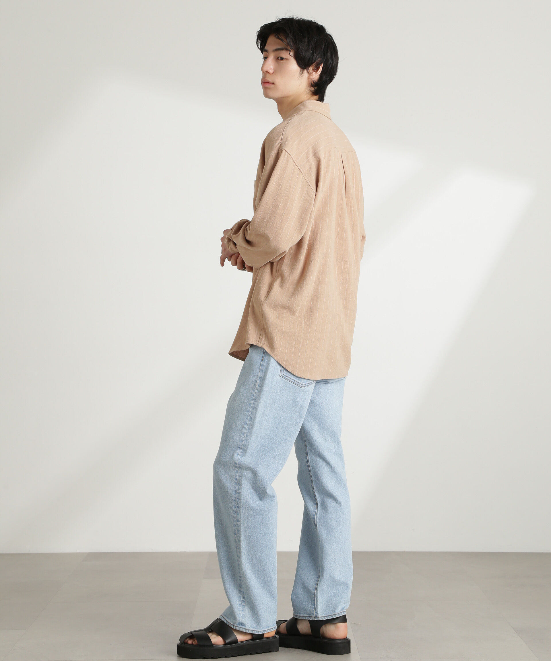 nano･universe「WEB限定/ピンストライプレギュラーカラーシャツ 長袖」|シャツ・ブラウス|