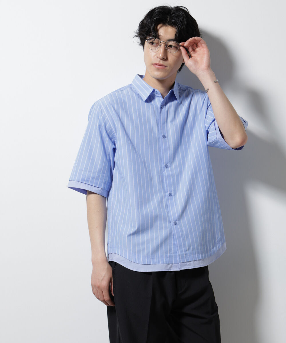 nano･universe「クレイジーストライプシャツ 半袖 2」|シャツ・ブラウス|