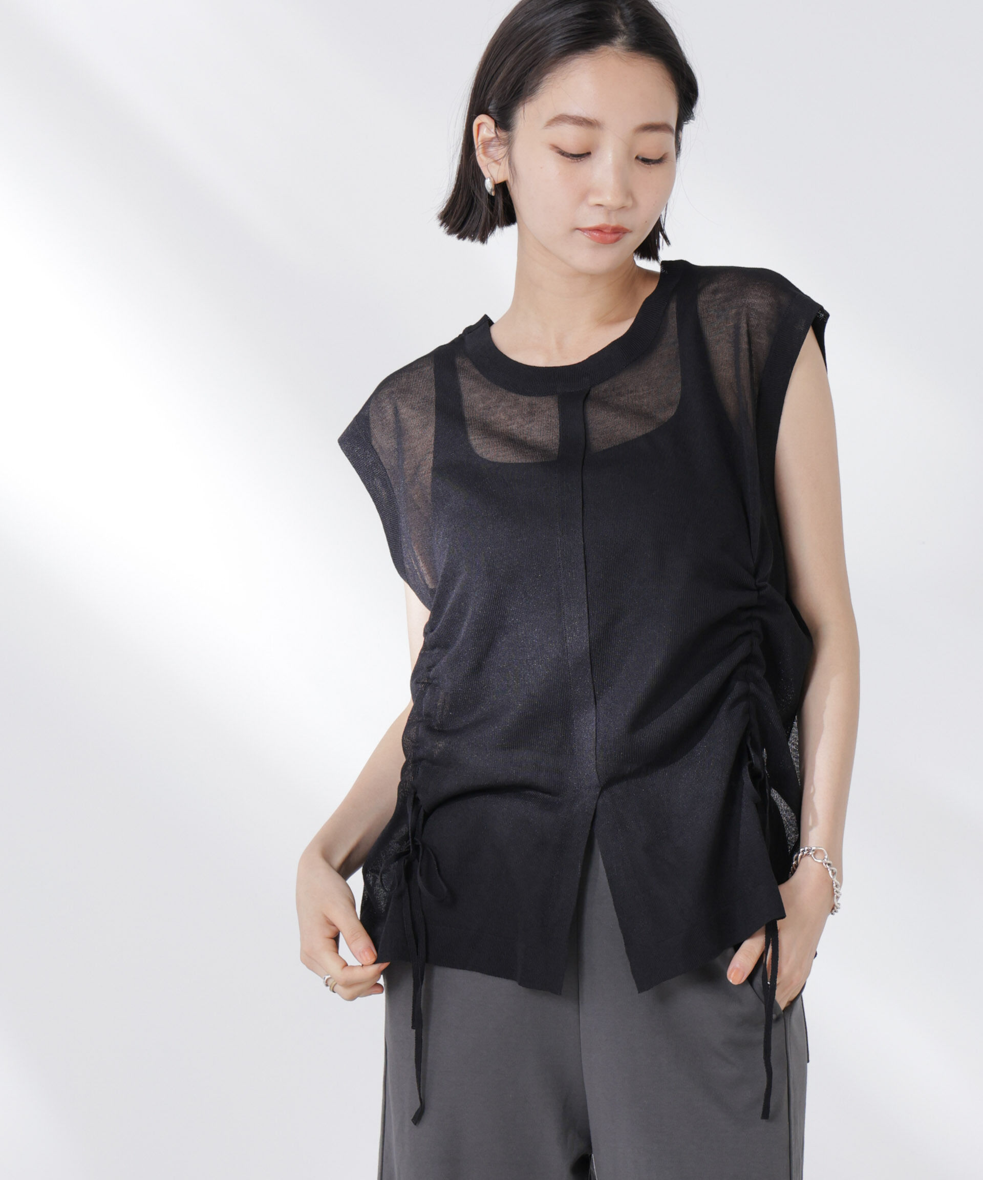 nano･universe「前後2wayドロストデザインシアーニット」|ニット・セーター|