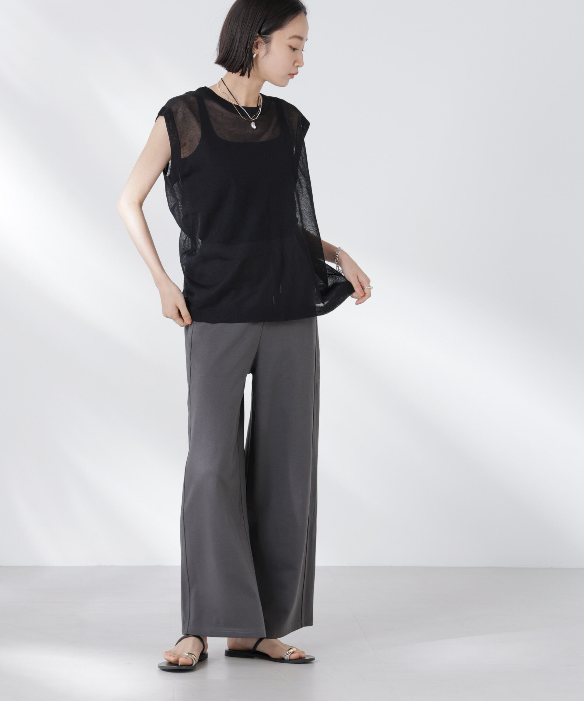 nano･universe「前後2wayドロストデザインシアーニット」|ニット・セーター|