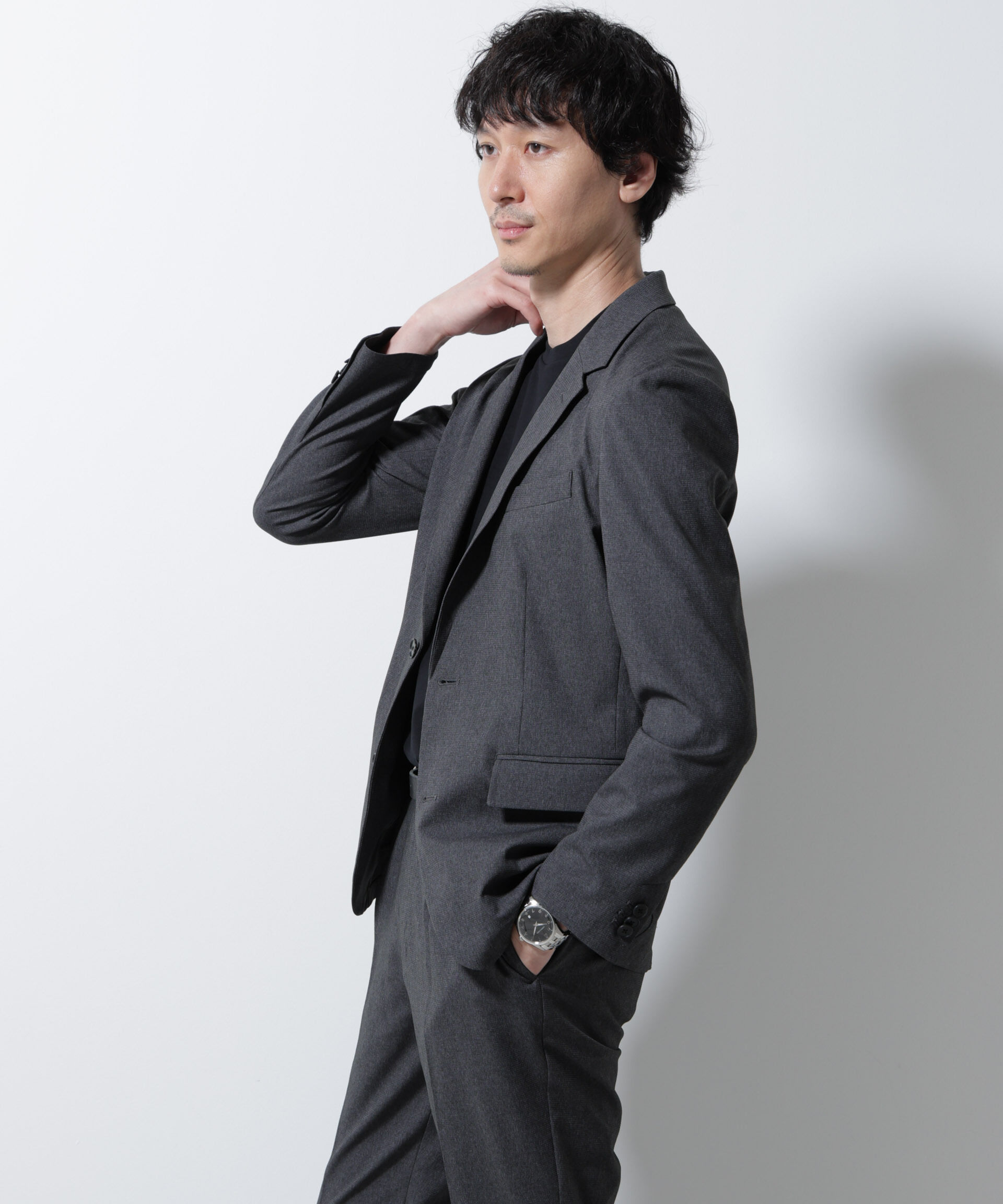 nano･universe「｢Damerino｣DotAir(R)ミニホールストレッチセットアップ/吸水速乾」|スーツ|