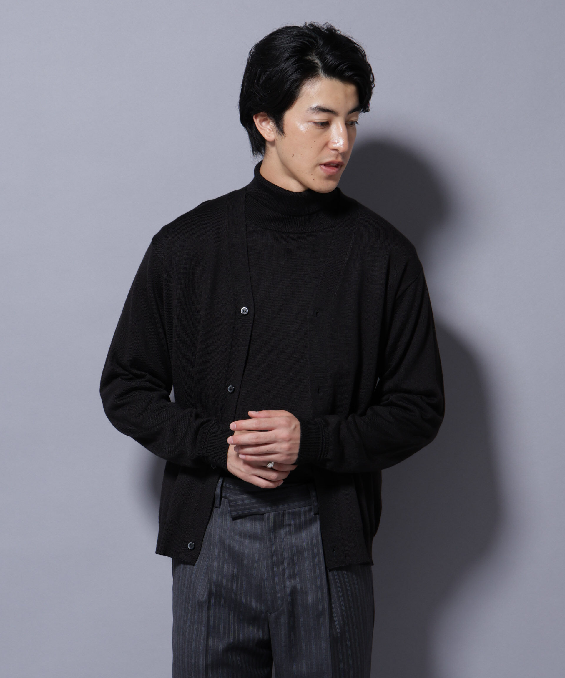 nano･universe「タスマニアミックスベーシックカーディガン」|ニット・セーター|