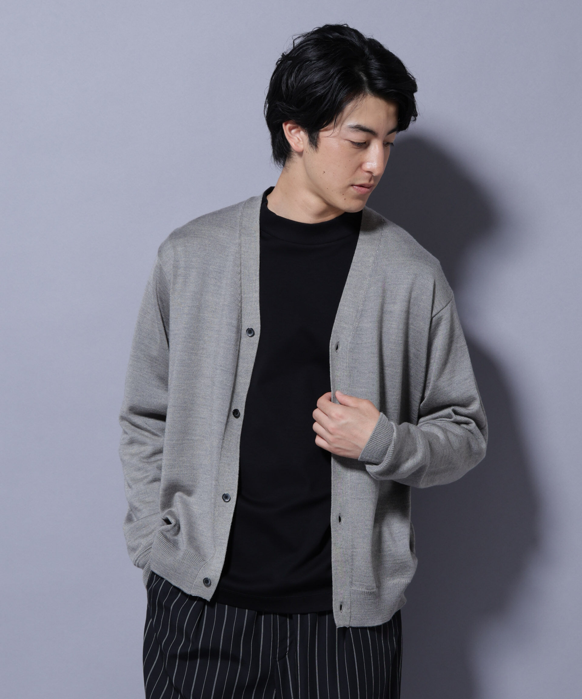 nano･universe「タスマニアミックスベーシックカーディガン」|ニット・セーター|トップグレー4
