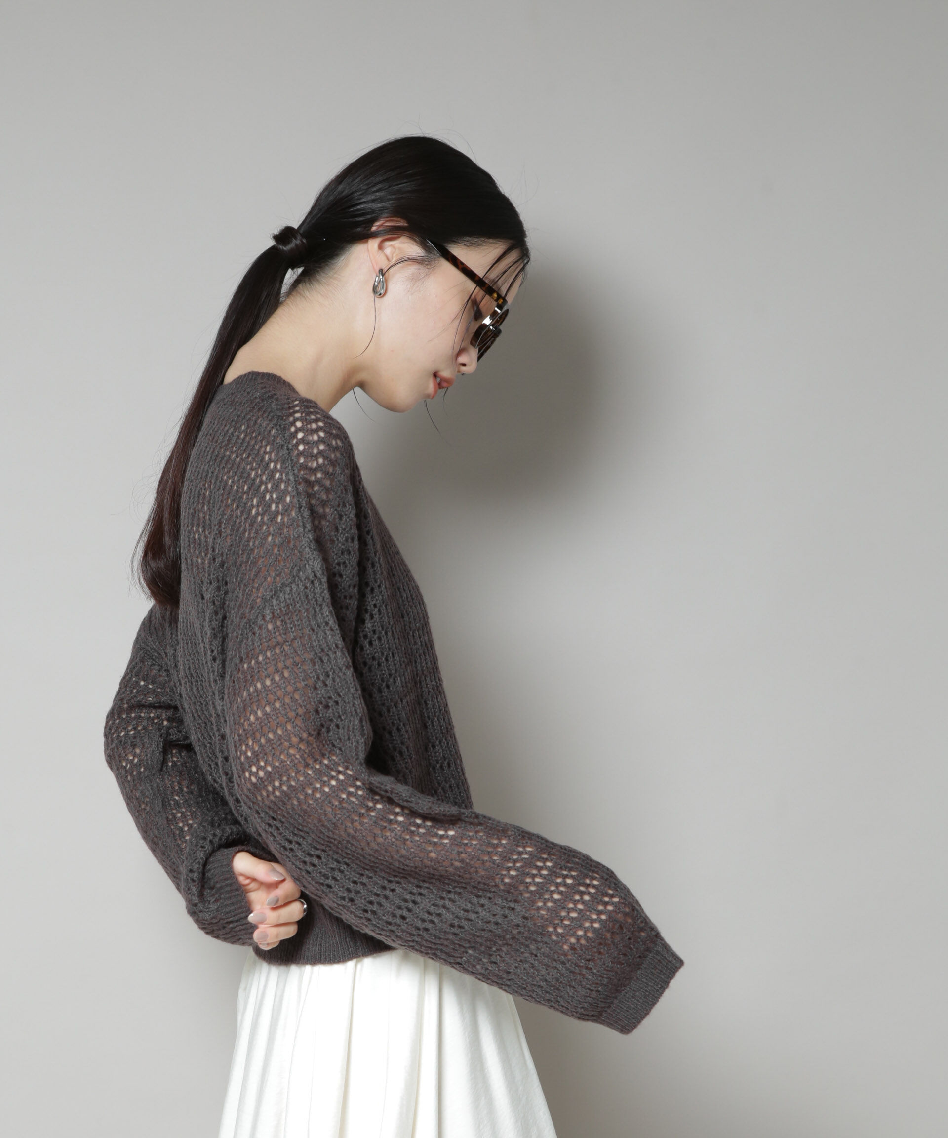 nano･universe「モヘヤライクメッシュニットトップス」|ニット・セーター|