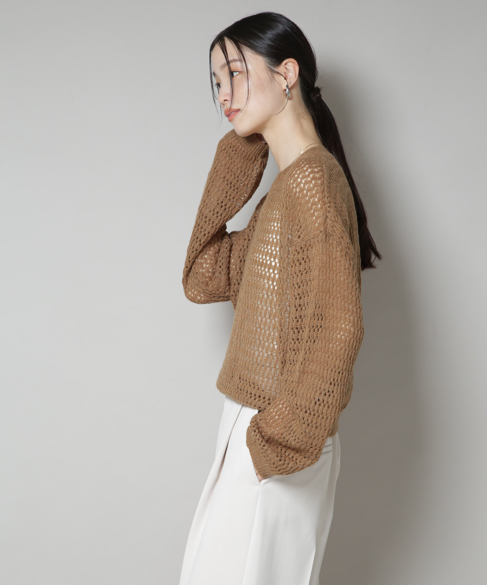 nano･universe「モヘヤライクメッシュニットトップス」|ニット・セーター|