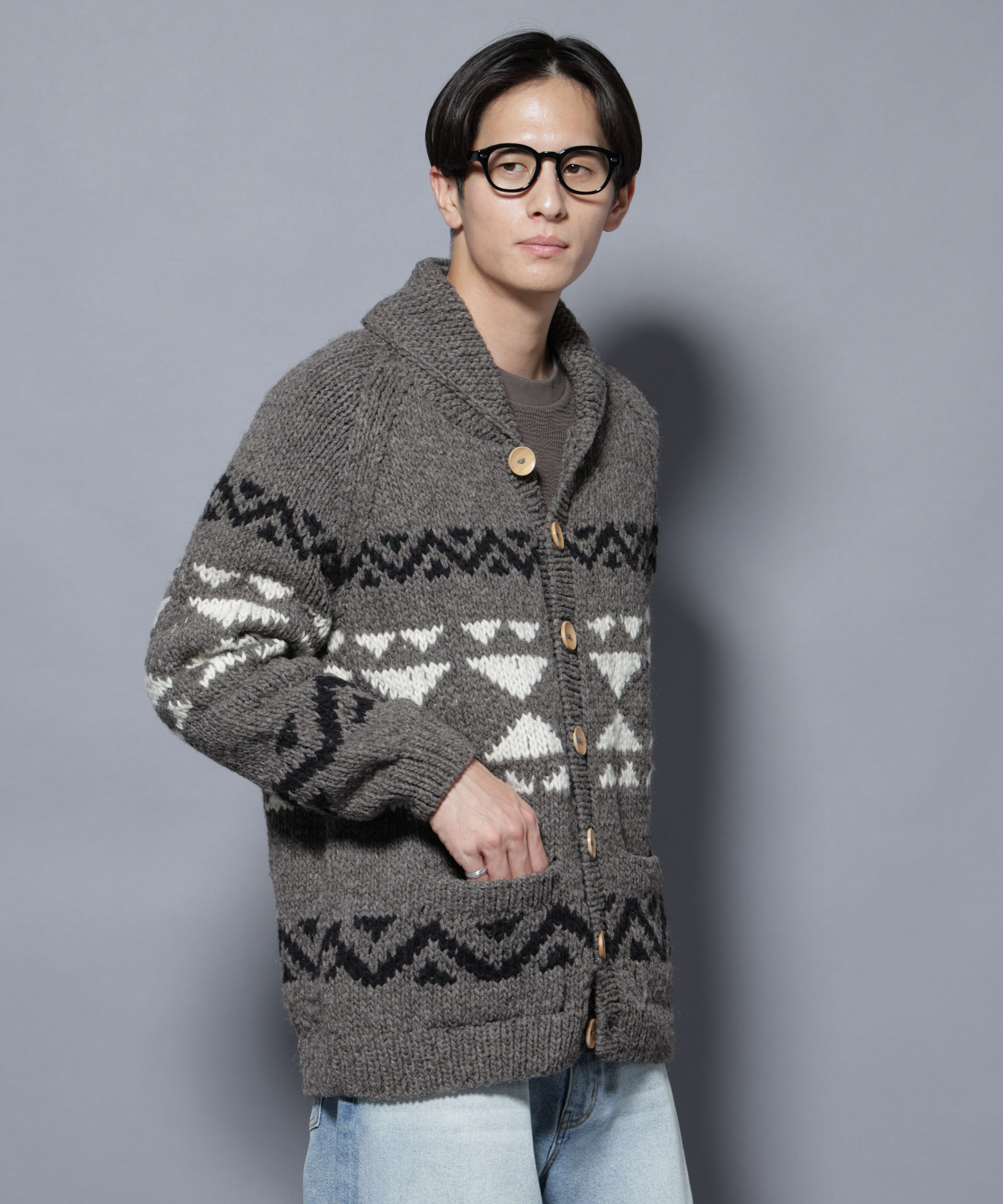 nano･universe「ペルー産カウチンセーター」|ニット・セーター|モカ3