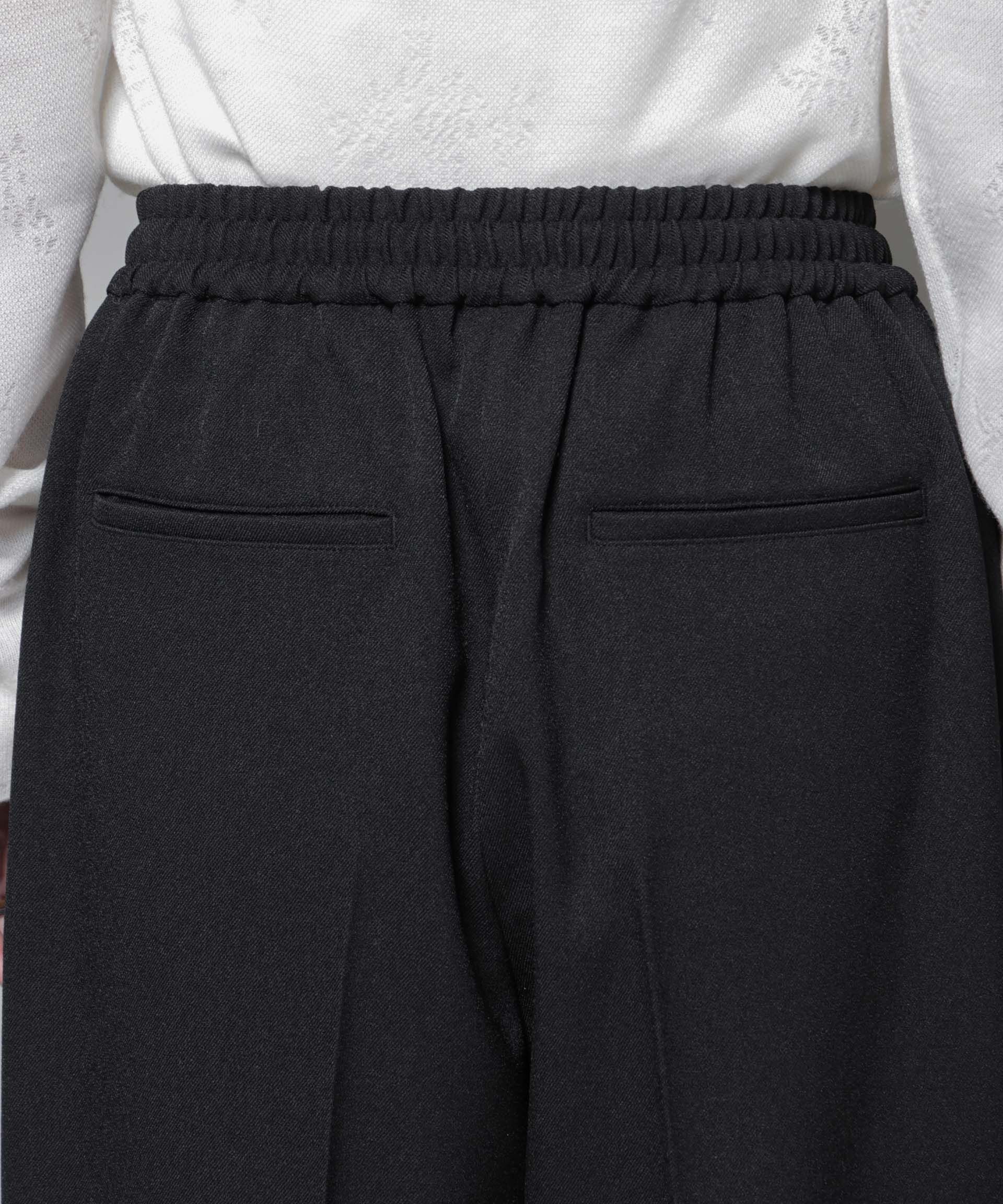 nano･universe「ストレッチサージピンタックイージーワイドパンツ(セットアップ可)」|チノ|