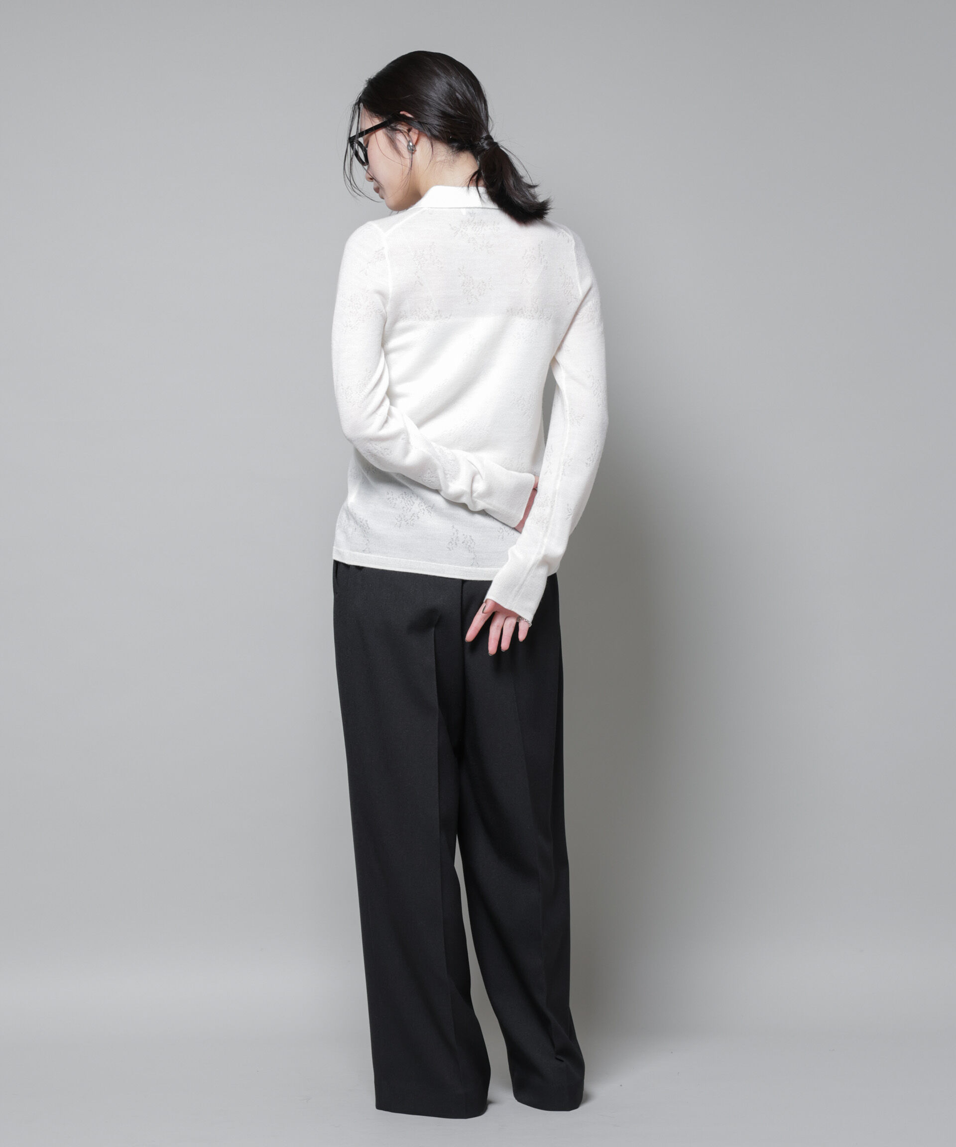 nano･universe「ストレッチサージピンタックイージーワイドパンツ(セットアップ可)」|チノ|