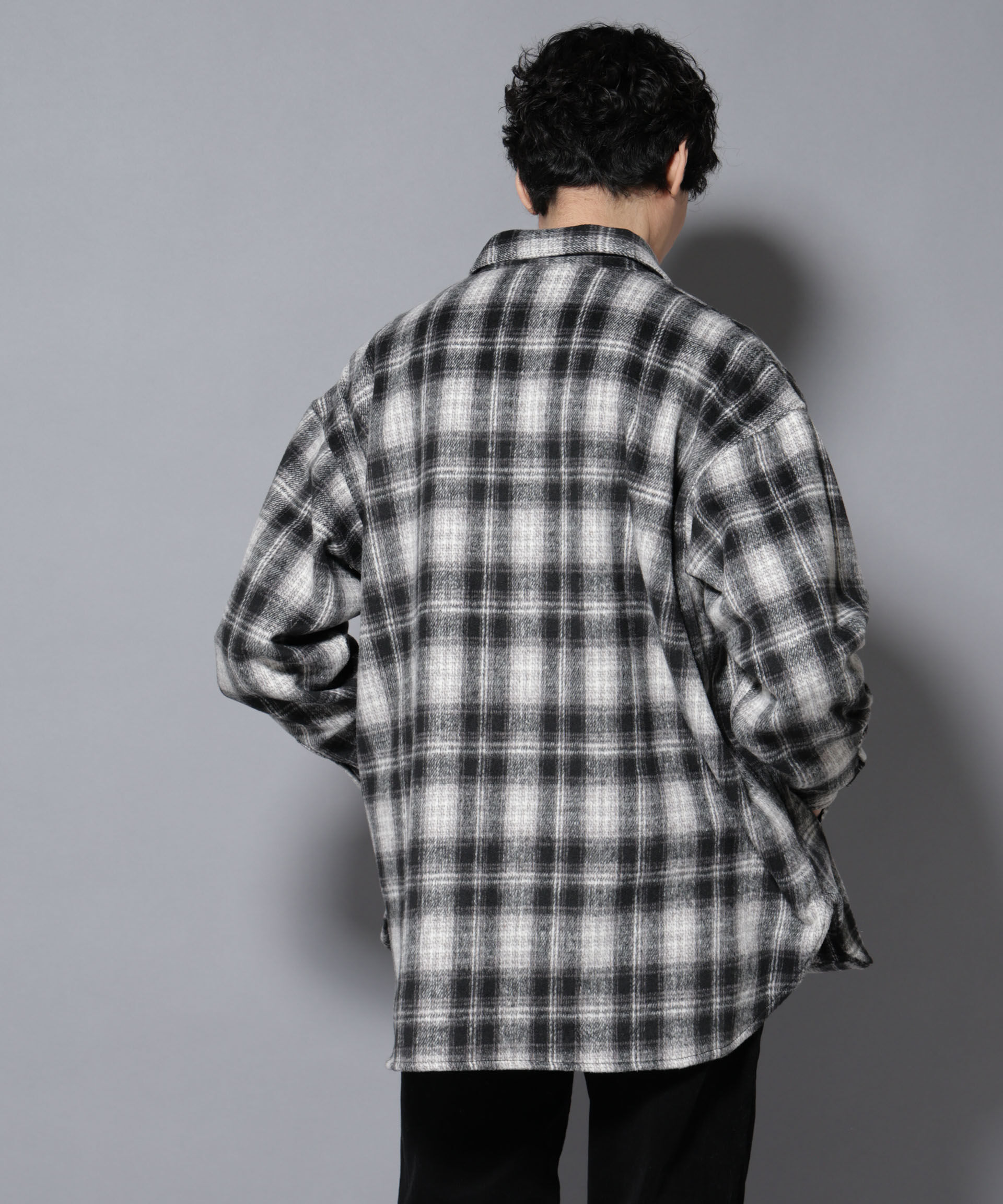 nano･universe「シャギーオンブレーチェックジャケット」|ブルゾン・スタジャン|