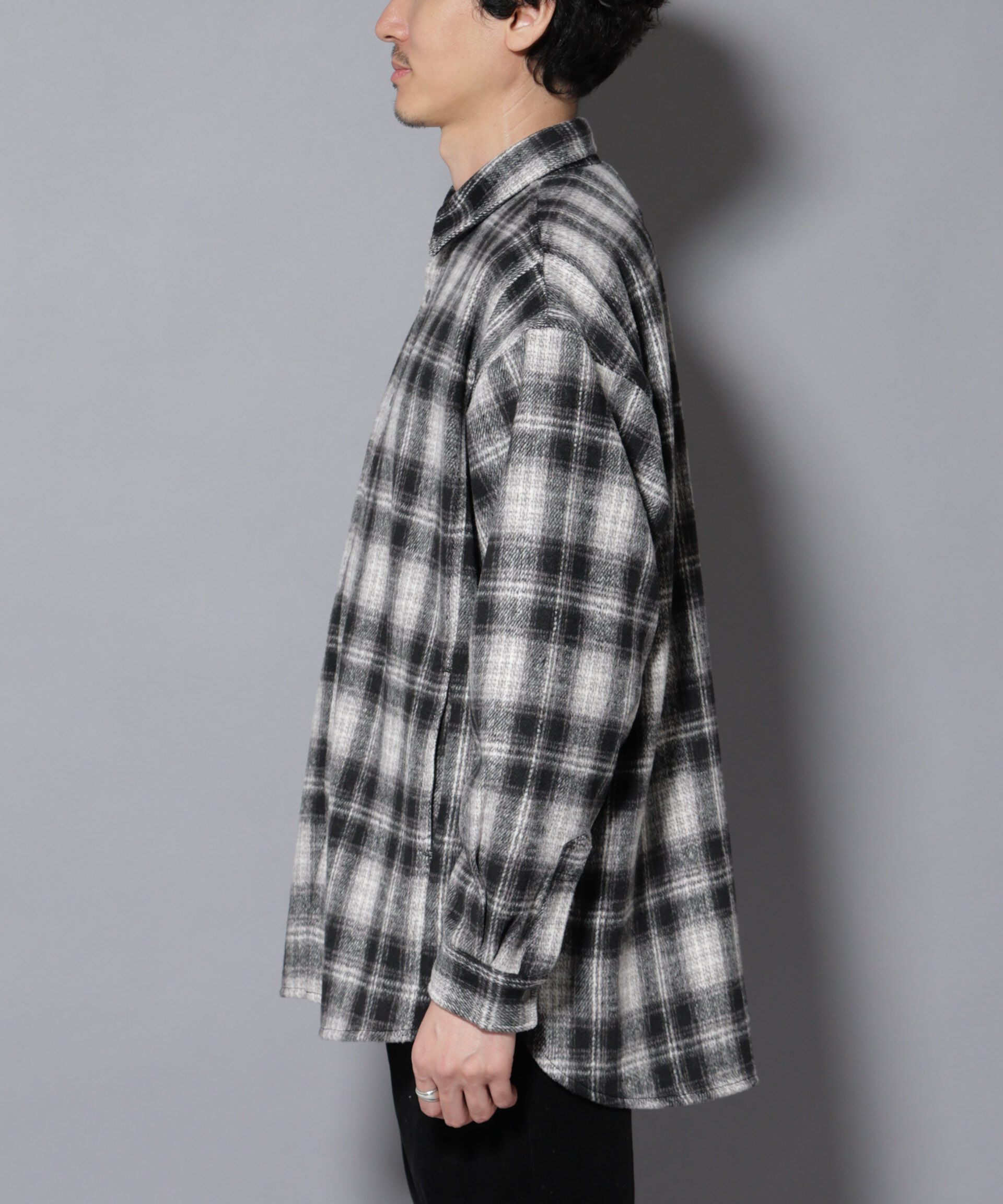 nano･universe「シャギーオンブレーチェックジャケット」|ブルゾン・スタジャン|