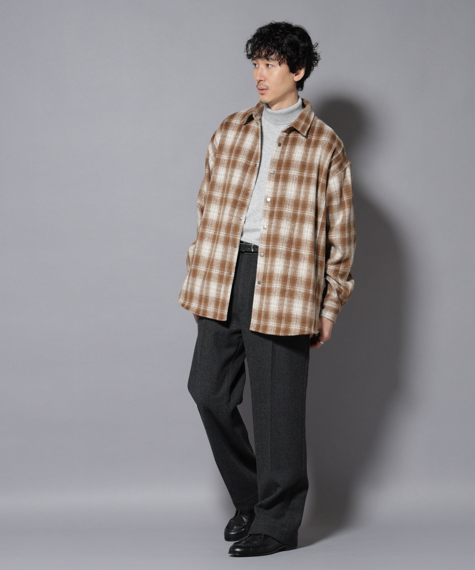 nano･universe「シャギーオンブレーチェックジャケット」|ブルゾン・スタジャン|