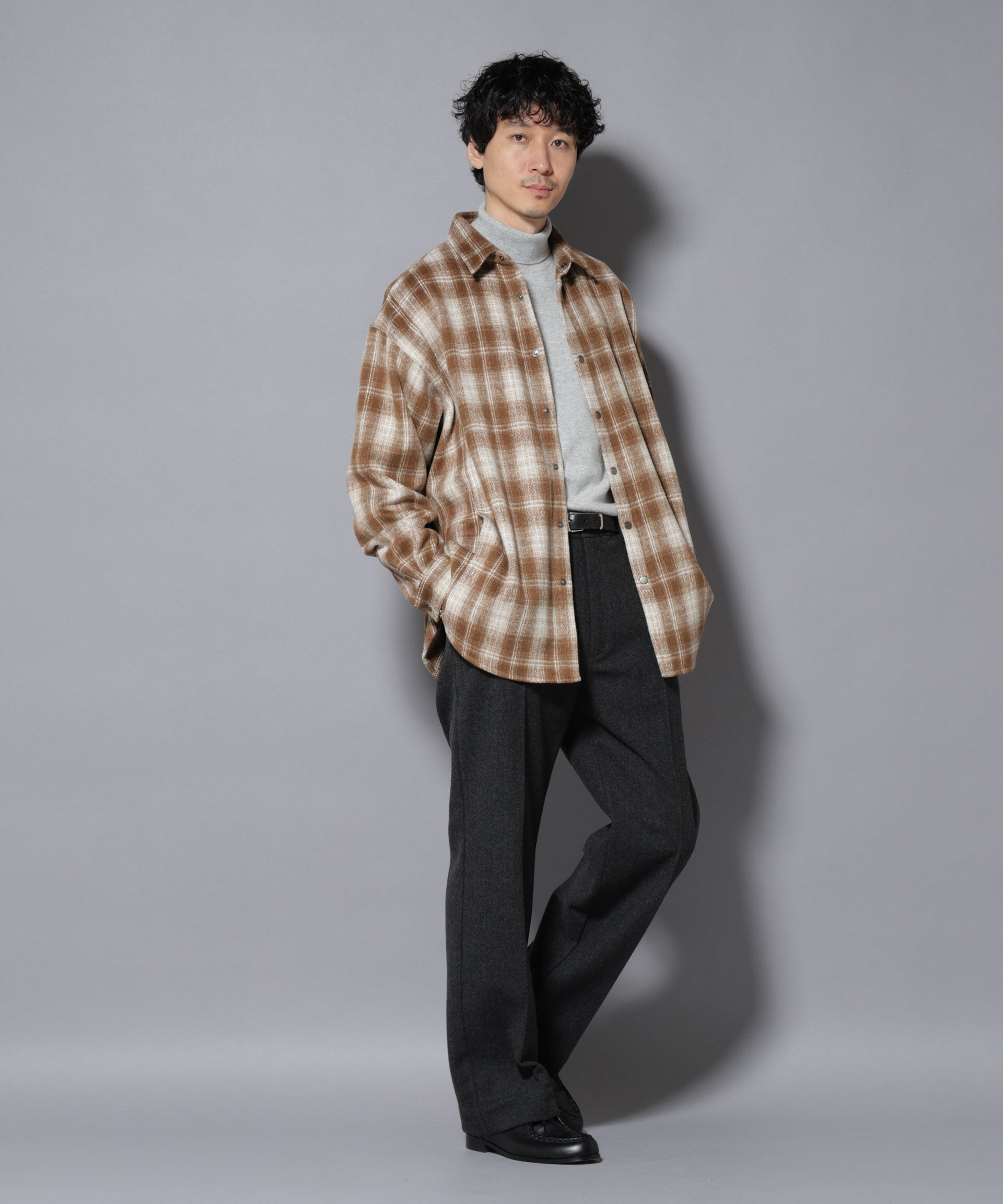 nano･universe「シャギーオンブレーチェックジャケット」|ブルゾン・スタジャン|