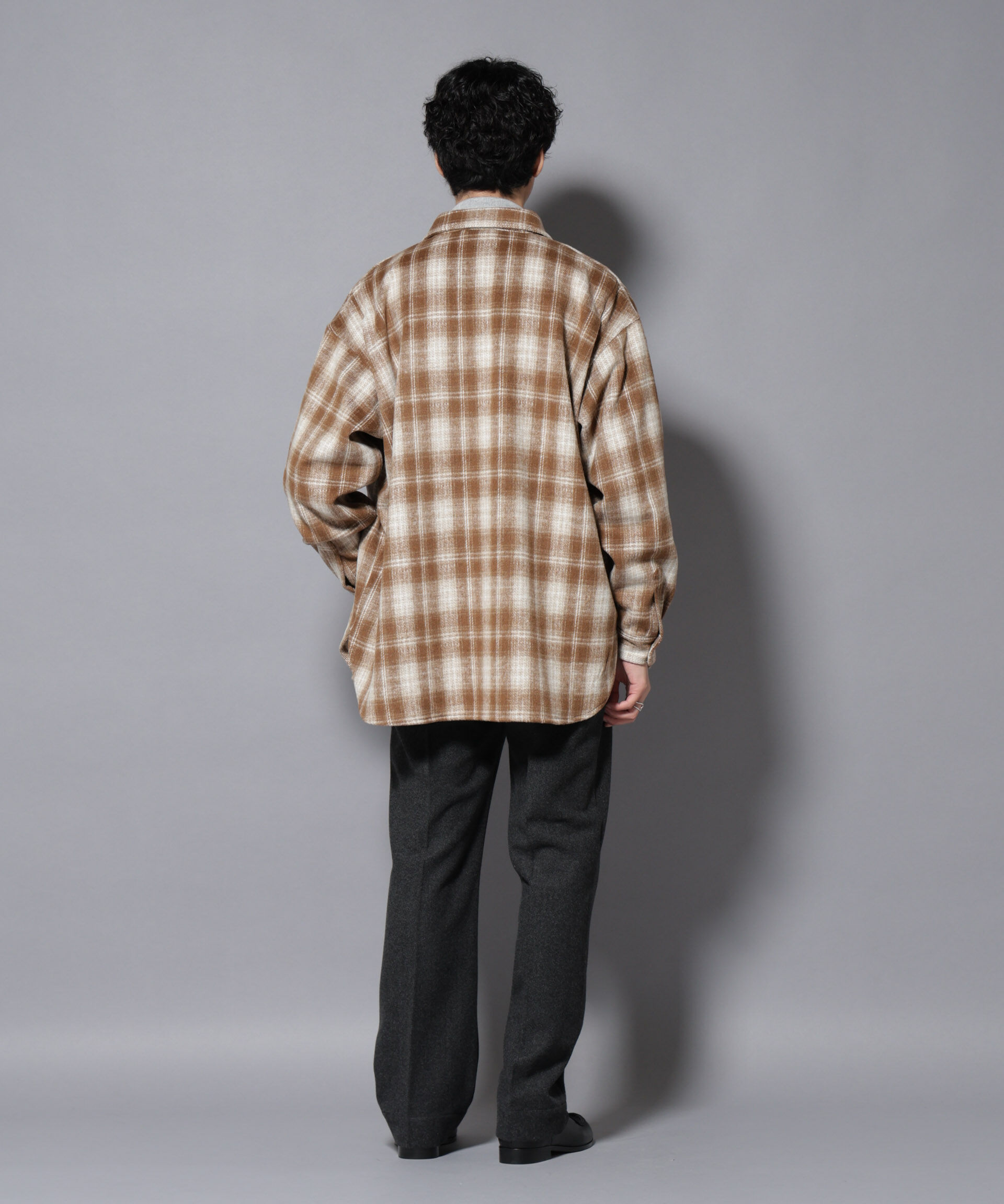 nano･universe「シャギーオンブレーチェックジャケット」|ブルゾン・スタジャン|