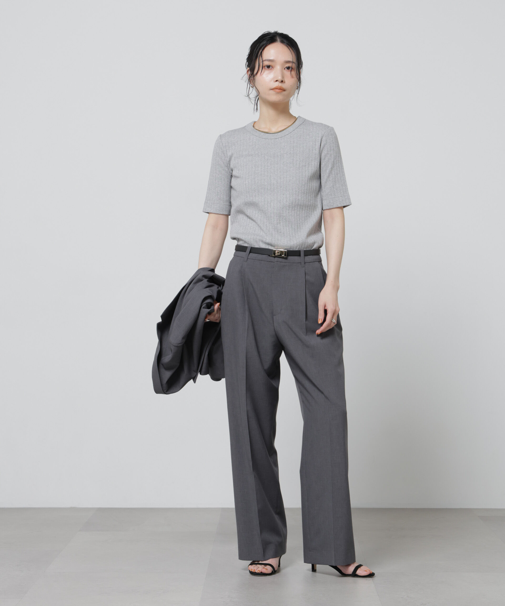 nano･universe「Anti Soaked(R) 汗染み防止クルーネックリブTシャツ」|Tシャツ・カットソー|