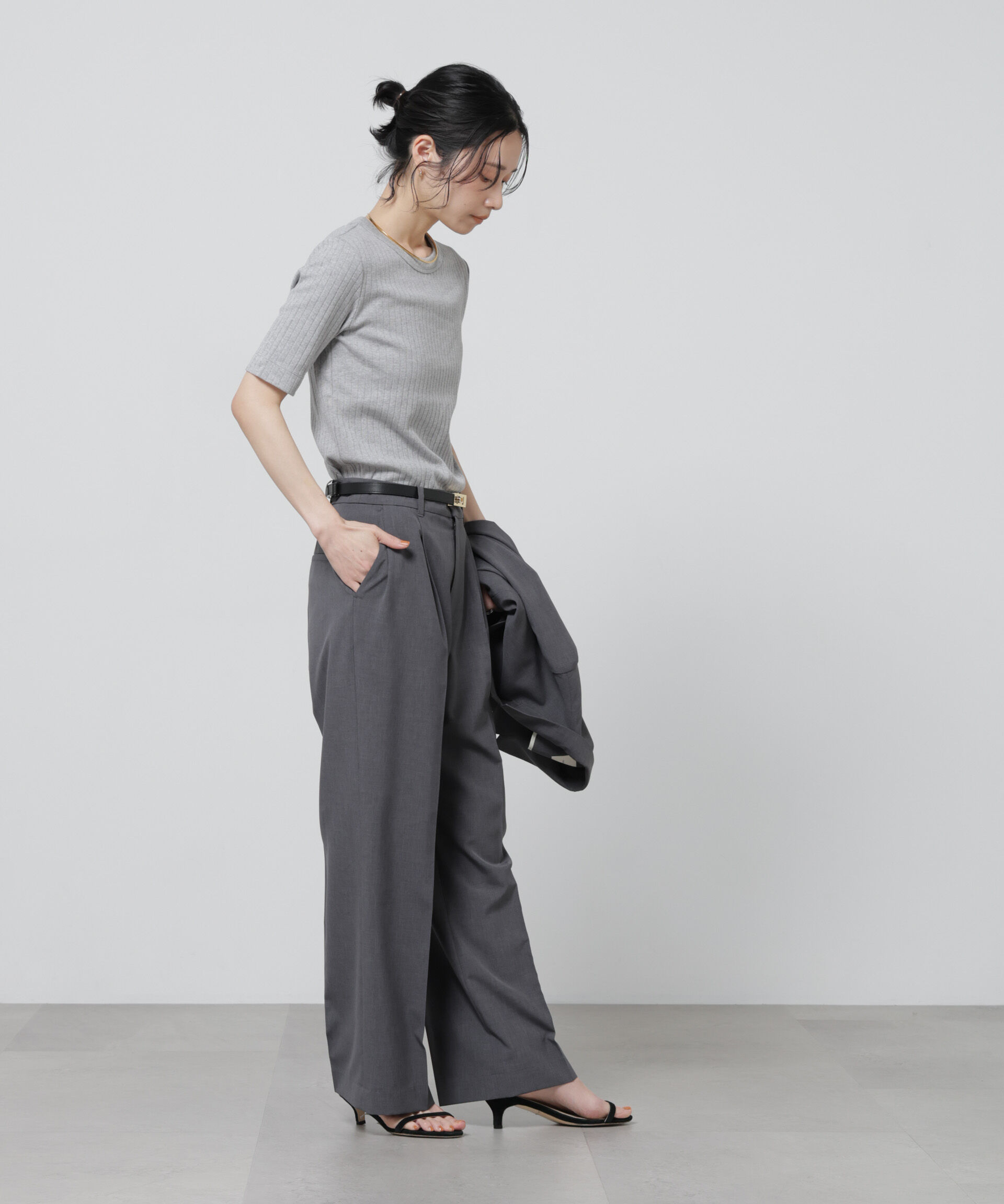 nano･universe「Anti Soaked(R) 汗染み防止クルーネックリブTシャツ」|Tシャツ・カットソー|